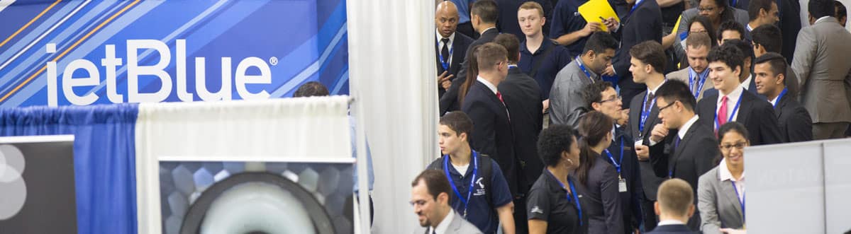 a student group at an employer fair