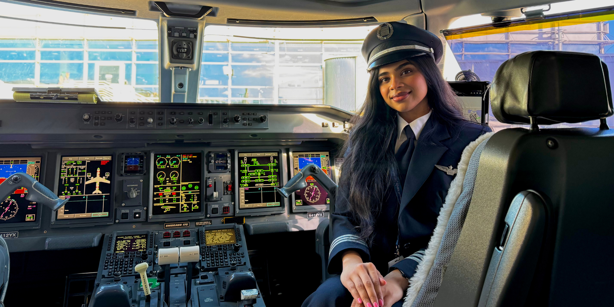 Anisa on the flight deck.